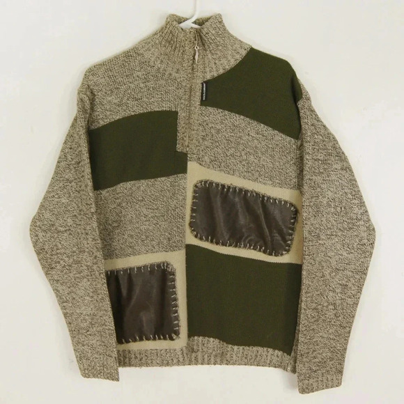 Vintage 90s Dolce & Gabanna Knit Patchwork Long Sleeve Sweater 1/4 Zip - Picture 1 of 7